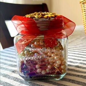 Jar of Wearable Vintage Jewelry - over 20 pieces!